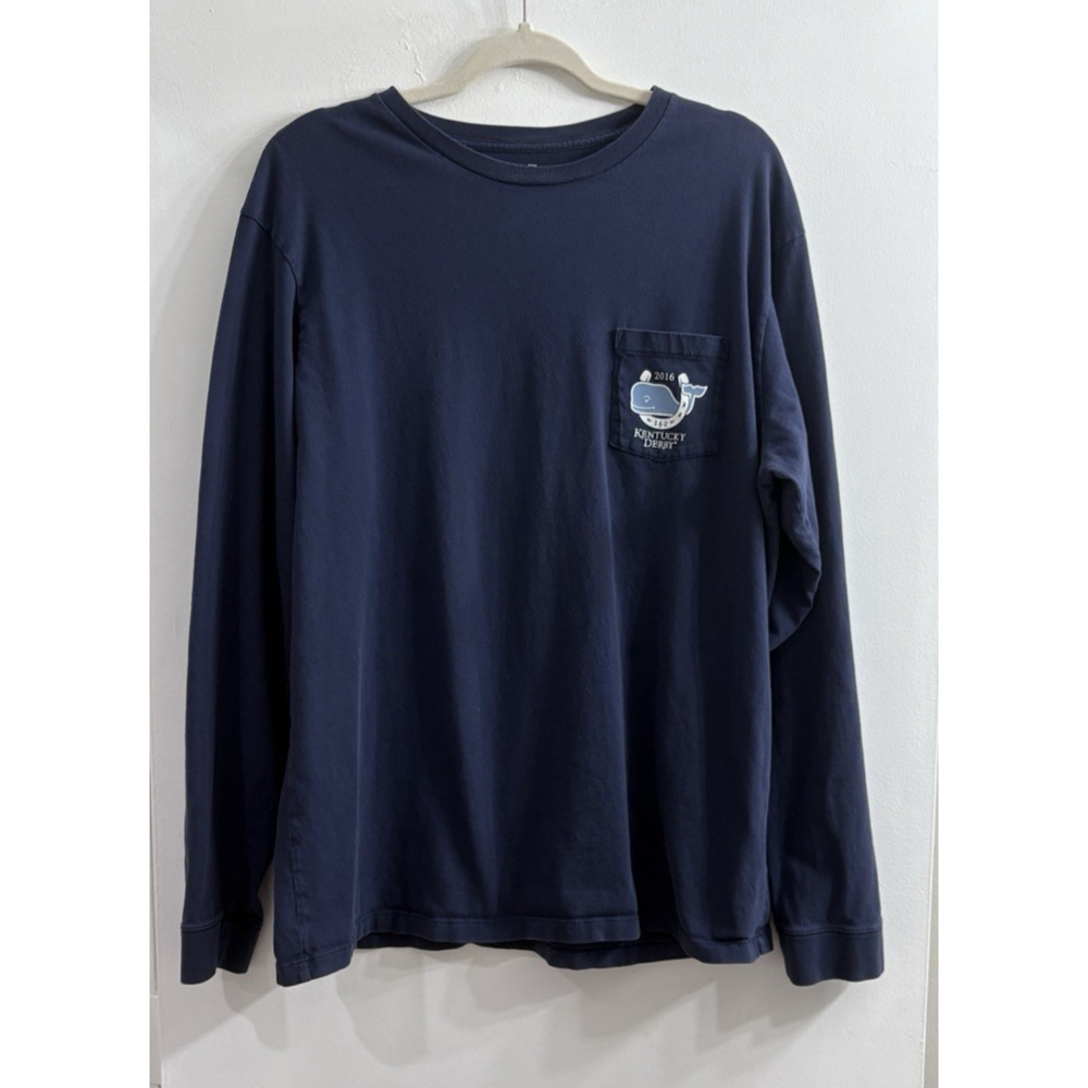 Vineyard Vines Kentucky Derby Shirt Horse Race Blue Long Slv Large READ‎ Unisex